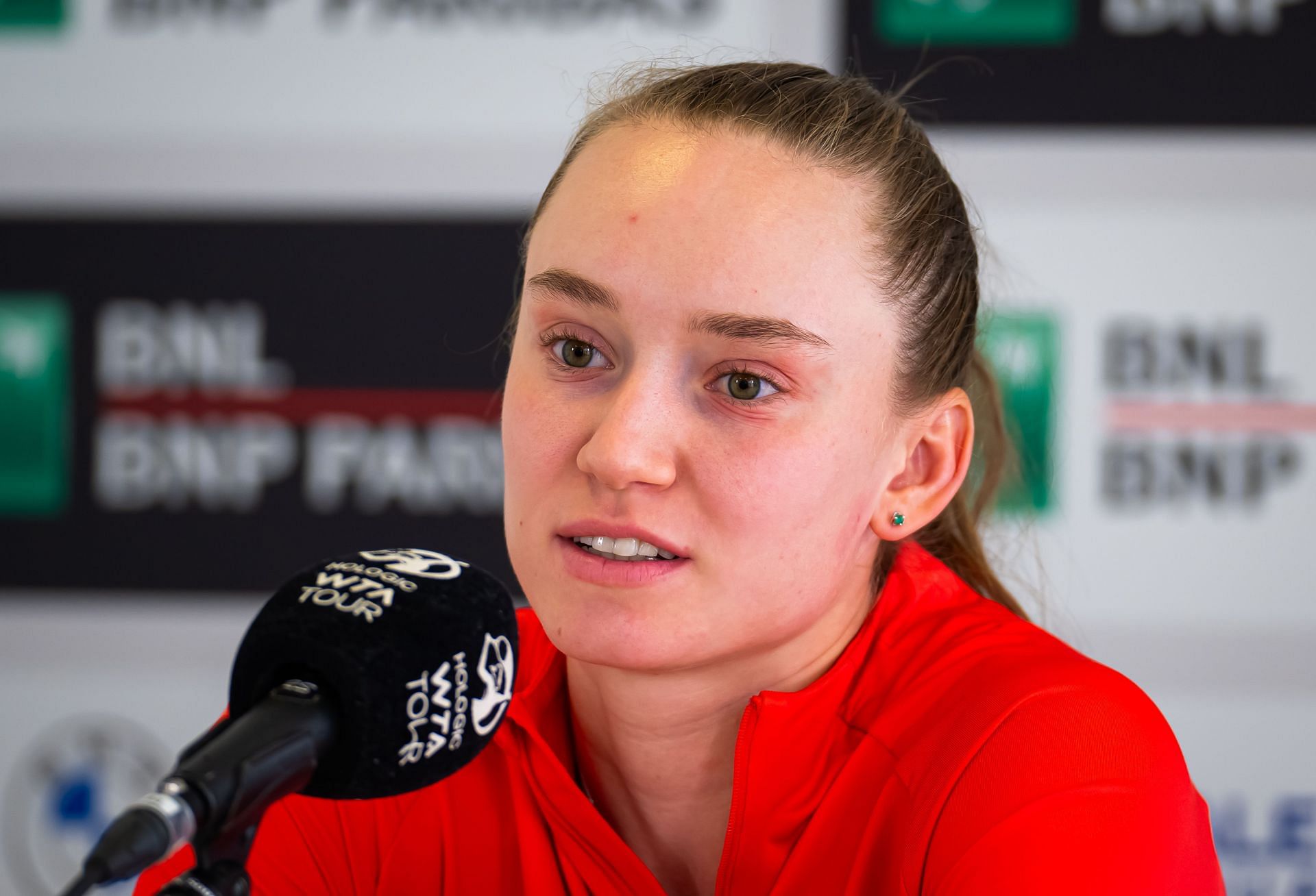 Rybakina during a press conference on tour - Day Two - Source: Getty